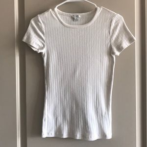 Cream Ribbed Tee